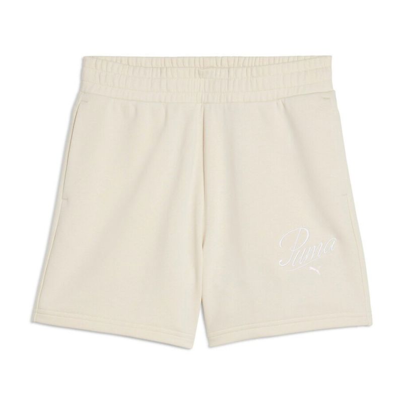 PUMA - Short Deportivo Marca Puma High-Waist Original Blanco Mujer