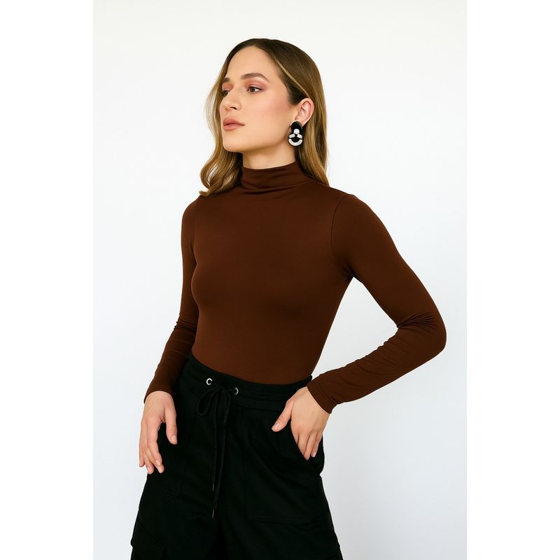 MOLGOA - Body Para Mujer Cuello Medio - Cleo Mocca