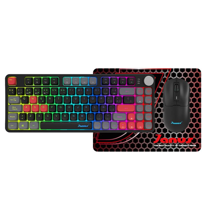 JANUS - Combo Gamer Extreme Pro Teclado Mecánico Inalámbrico + Mouse Rgb + Pad