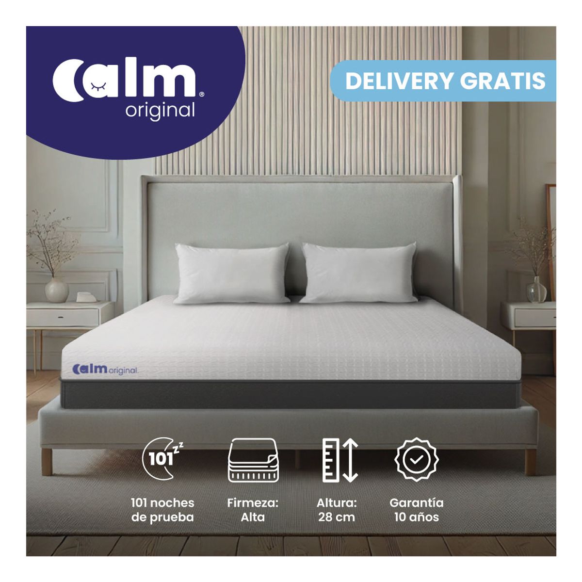 CALM - Colchón Calm Original Queen Ortopédico con Memory Foam