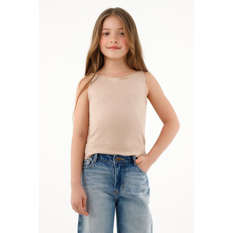 TENNIS - Camiseta crudo manga sisa para niña
