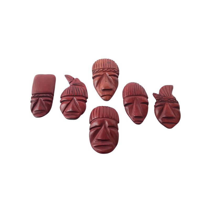 GENERICO - 6 IMANES DE ROSTROS INDÍGENAS DEL AMAZONAS 7 CMS DE ALTO