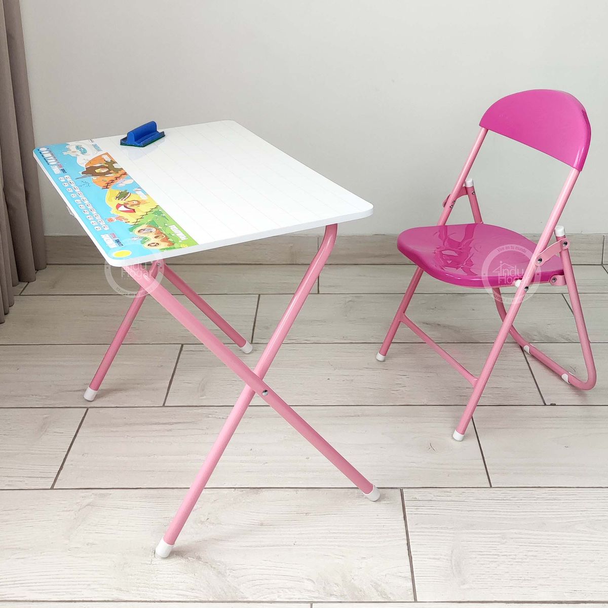 INDUHOGAR - Escritorio para niños plegable rosa con tablero en acrilico + obsequio