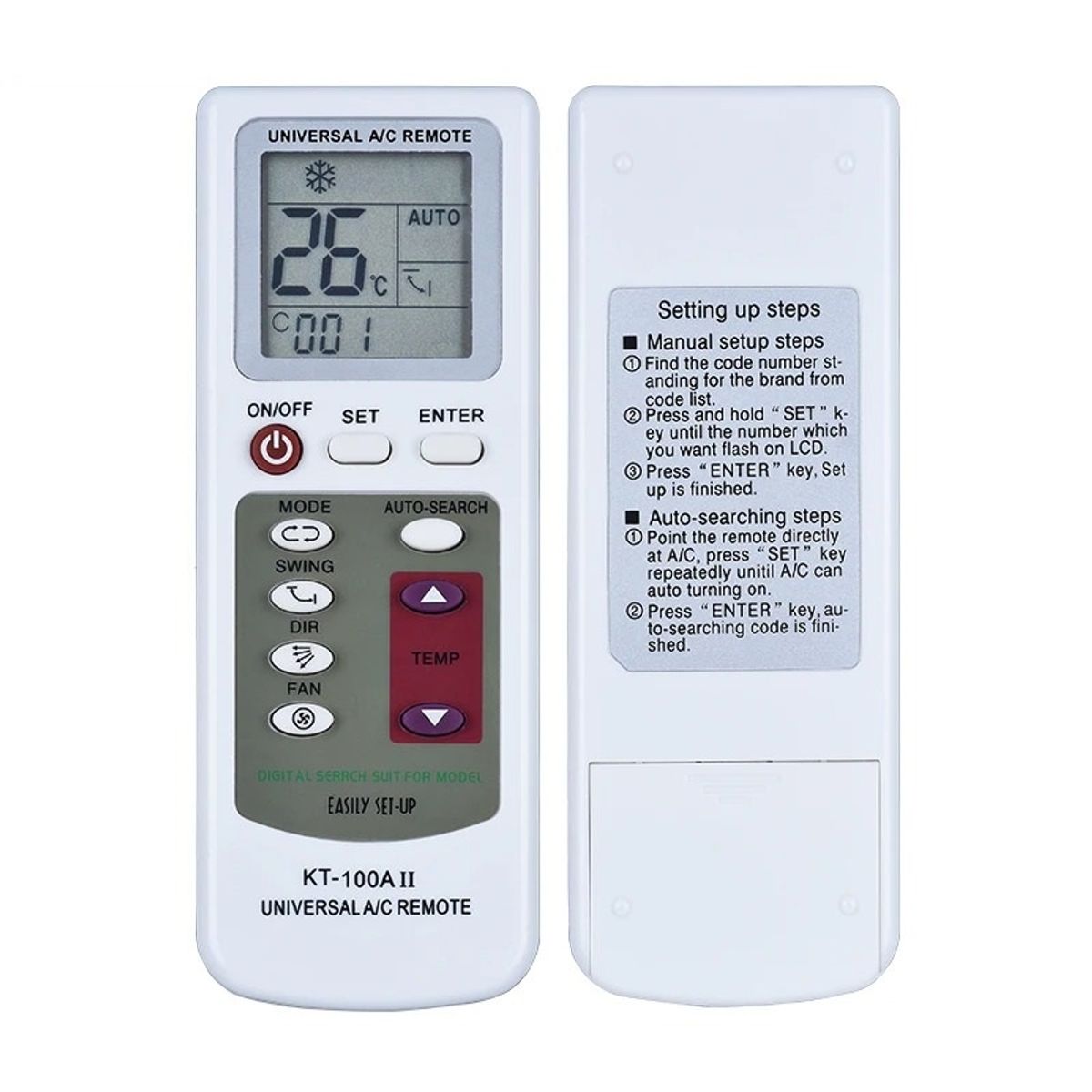 GENERICO - CONTROL UNIVERSAL PARA AIRE ACONDICIONADO AA KT-100A II - REPUESTO