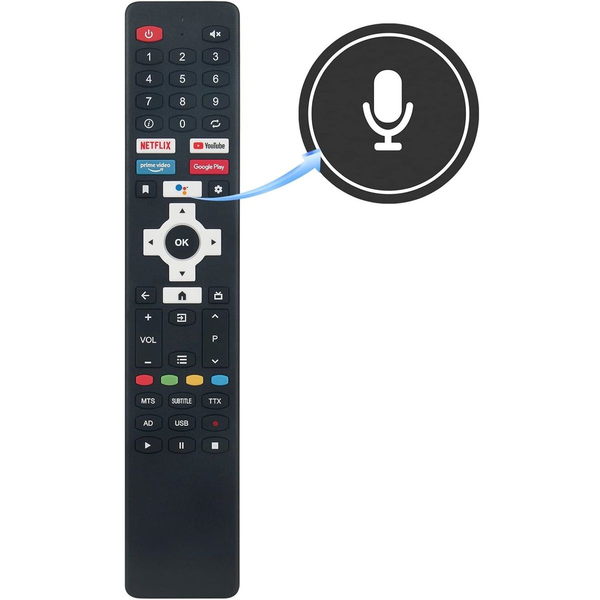 GENERICO - CONTROL REMOTO PARA SMART TV CHALLENGER OLIMPO CON VOZ  AD1799V