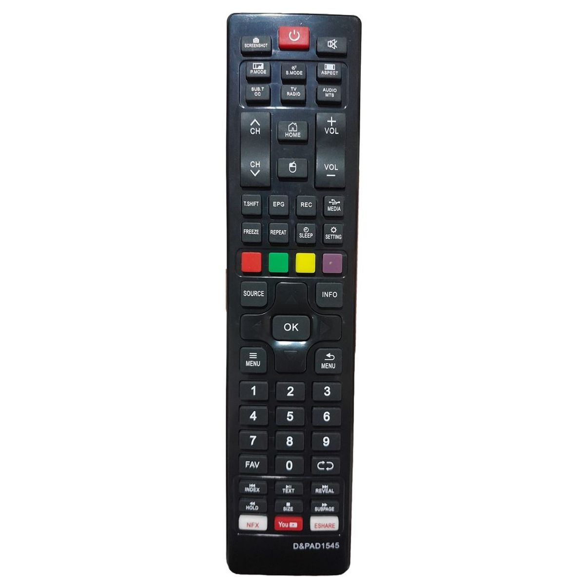 GENERICO - CONTROL REMOTO COMPATIBLE CON SANKEY SMART TV MOD 1 – REPUESTO AD1545