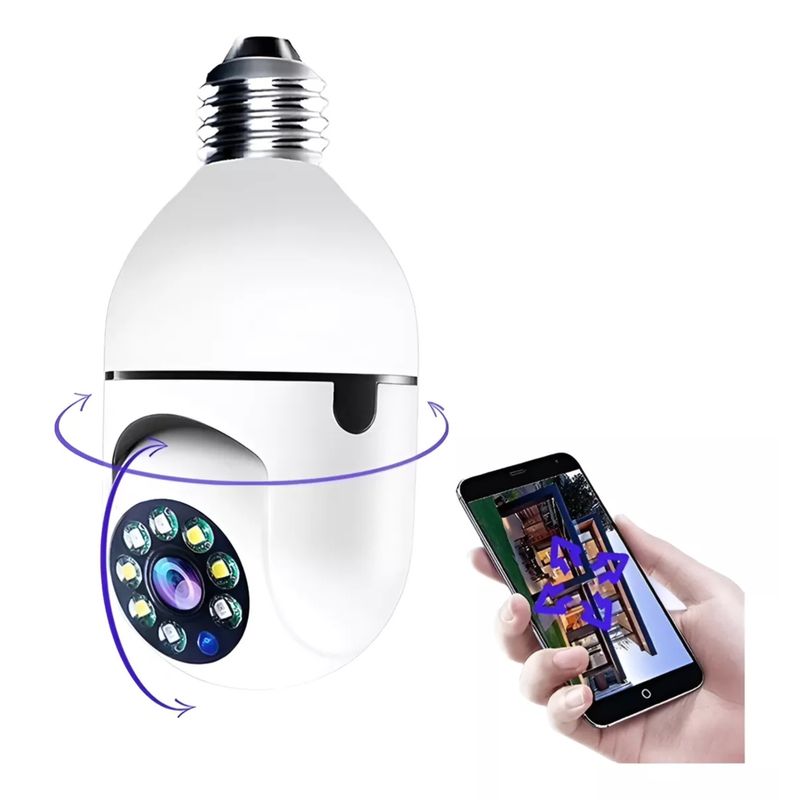 GENERICO - Camara Ip Ptz De Seguridad Bombillo Motorizada Wifi 360°