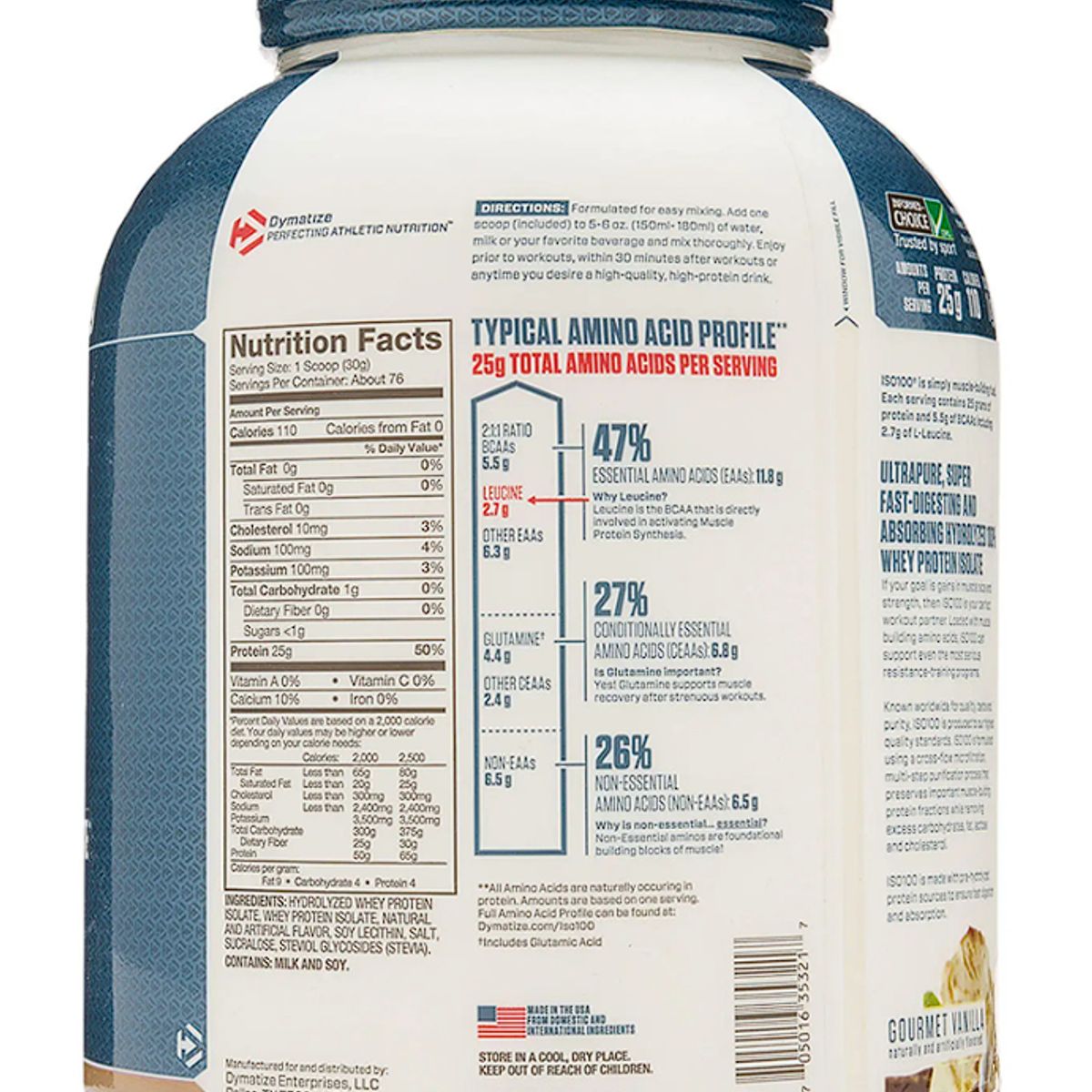 DYMATIZE - ISO100 Dymatize Fresa 100% Hidrolizada Premium Rápida Absorción 5LB