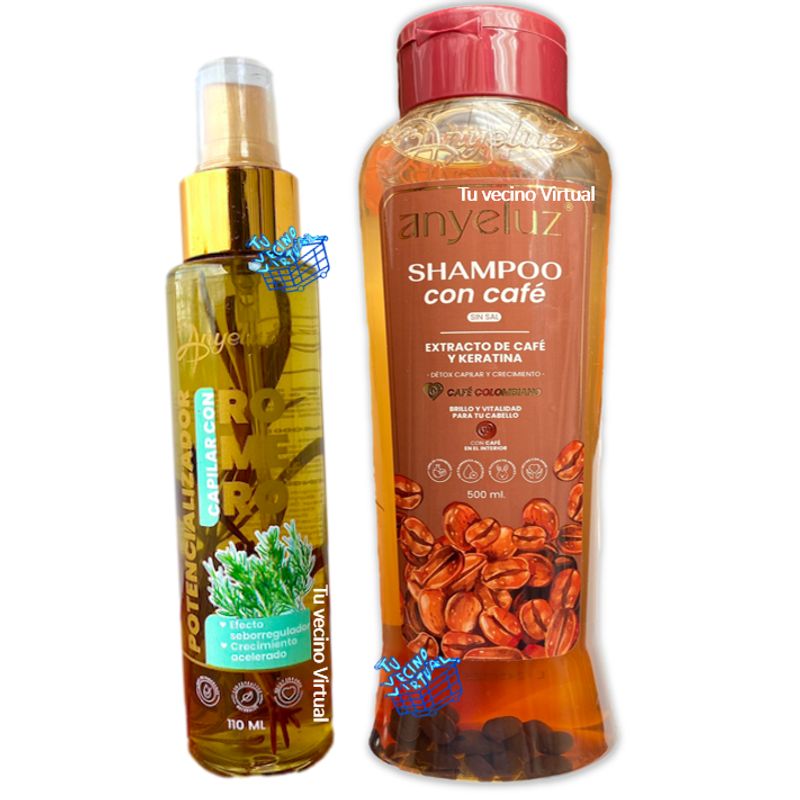 ANYELUZ - Shampoo de Cafe y Potencializador de Romero Anyeluz