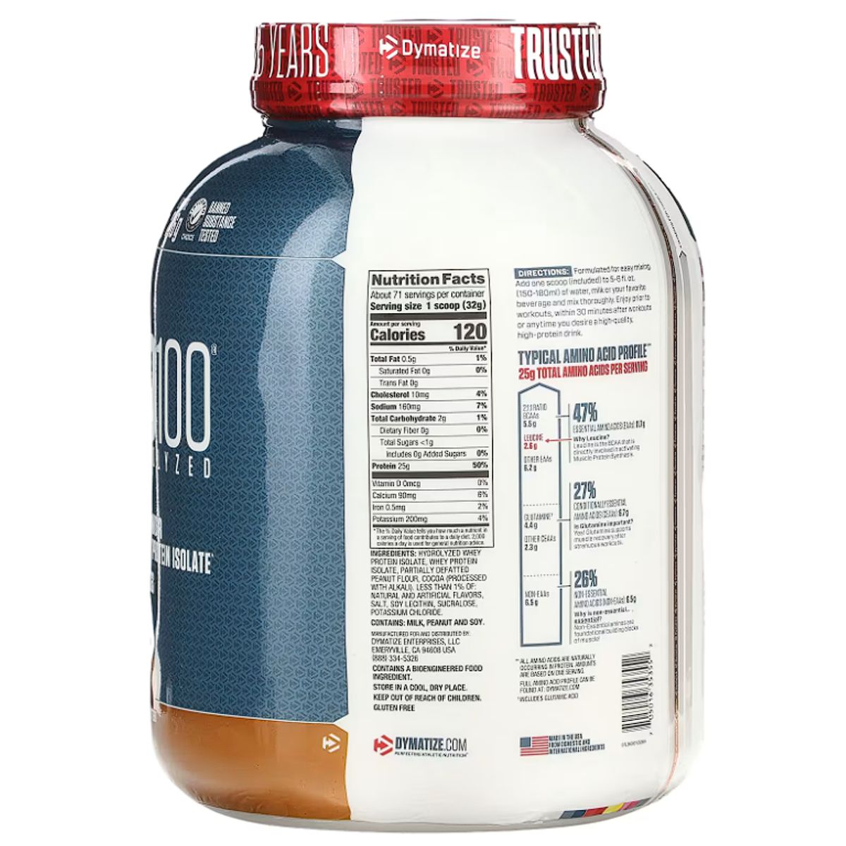 DYMATIZE - ISO100 Dymatize Mantequilla Mani 100% Hidrolizada 610g