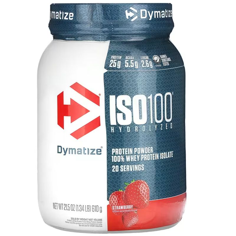 DYMATIZE - ISO100 Dymatize Fresa 100% Hidrolizada Premium Rápida Absorción 610g