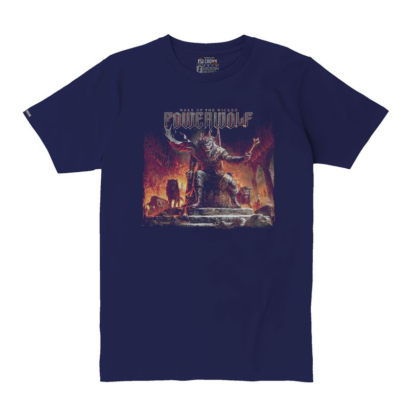 CREACIONES NU CROWN - Camiseta  Powerwolf Metal Rey Lobo Caverna Hombre Nu Crown
