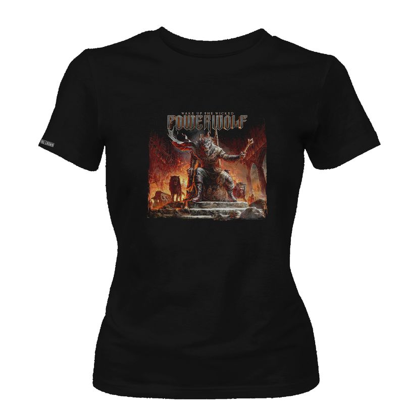 CREACIONES NU CROWN - Camiseta Dama Powerwolf Metal Rey Lobo Caverna Nu Crown