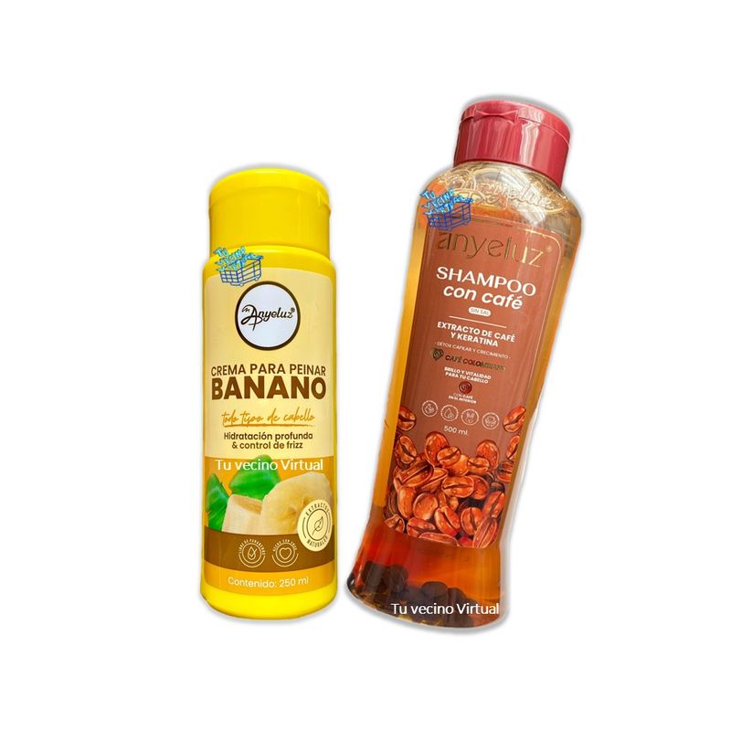 ANYELUZ - Shampoo Cafe y Crema para peinar Banano Anyeluz