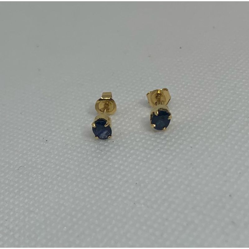 GENERICO - Aretes de topo de oro 18k  con Zafiro