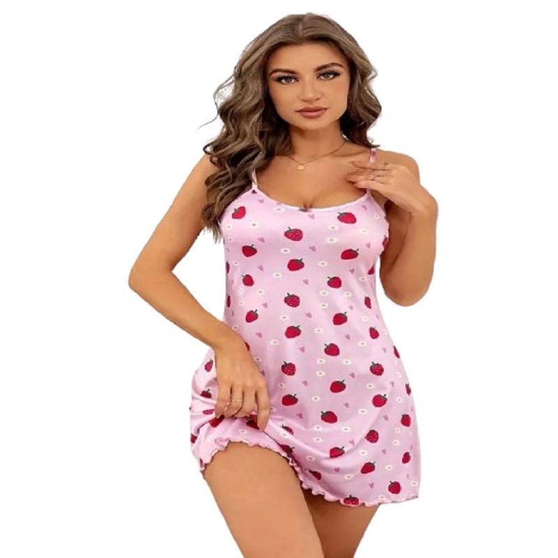 GENERICO - Pijama Color Rosa Estampado de Fresas