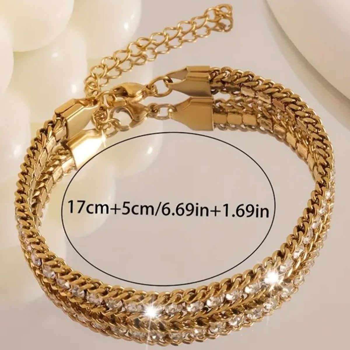 GENERICO - Pulsera De Acero Inoxidable Con Incrustacion De Diamantes