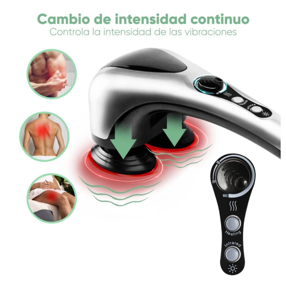 GENERICO - Masajeador Corporal Infrarrojo B2000 con Calor Terapéutico y Cabezal Multipropósito