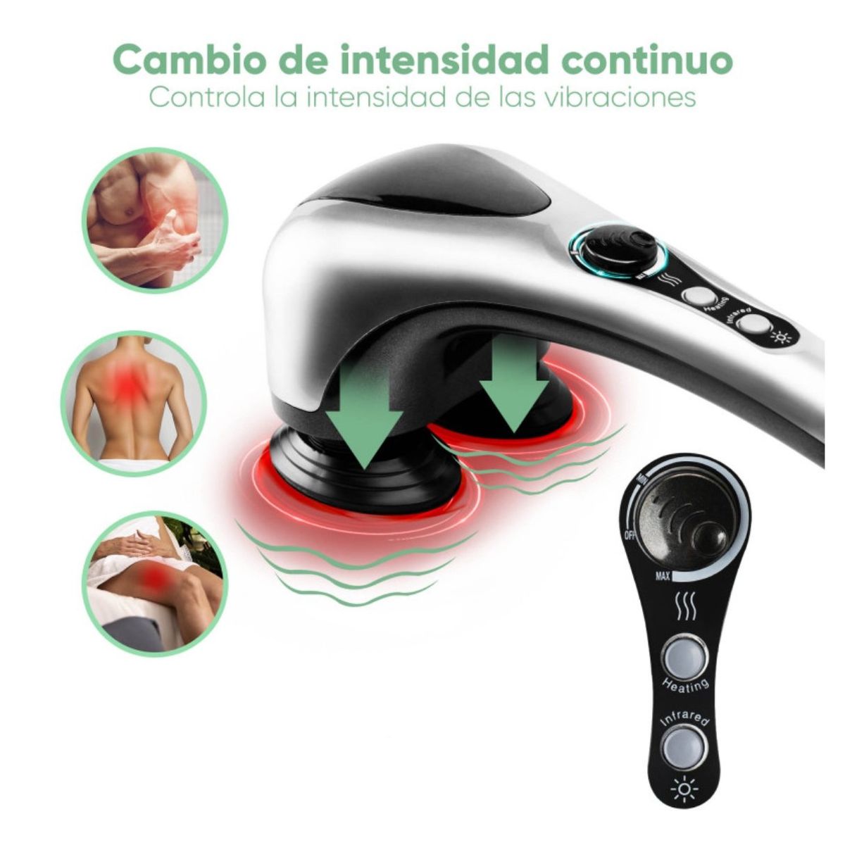 GENERICO - Masajeador Corporal Infrarrojo B2000 con Calor Terapéutico y Cabezal Multipropósito