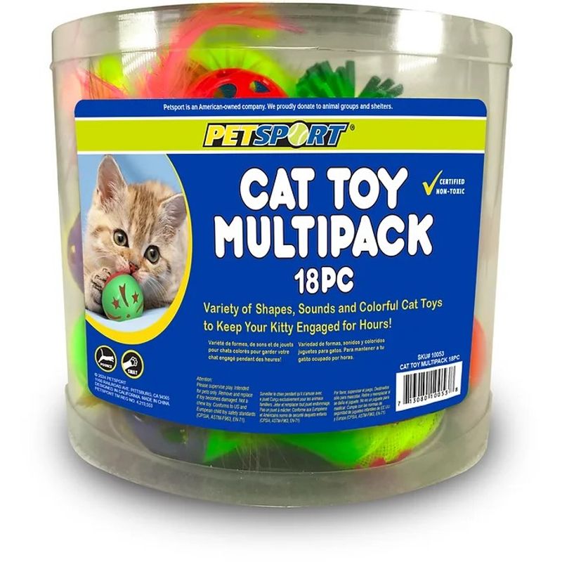GENERICO - JUGUETES PARA GATO PETSPORT MULTIPACK 18 PIEZAS
