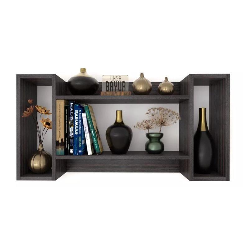 GENERICO - Repisa Flotante  Sujetalibros Biblioteca Moderna Color Wengue Chic