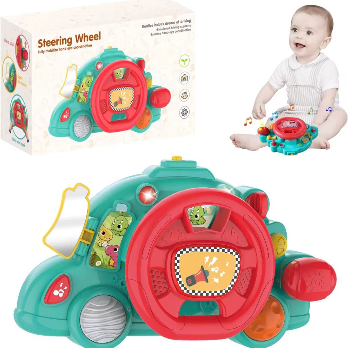 GENERICO - Juguete Timón Didáctico Musica y Luces Para Bebes Nuevo