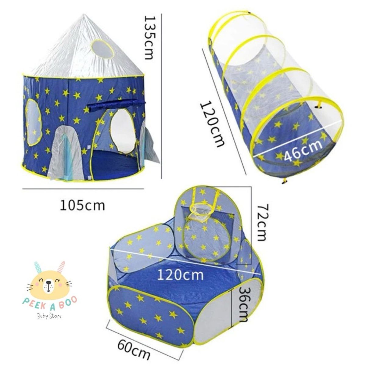 GENERICO - Carpa Tunel Castillo Bebes Nuevo Azul