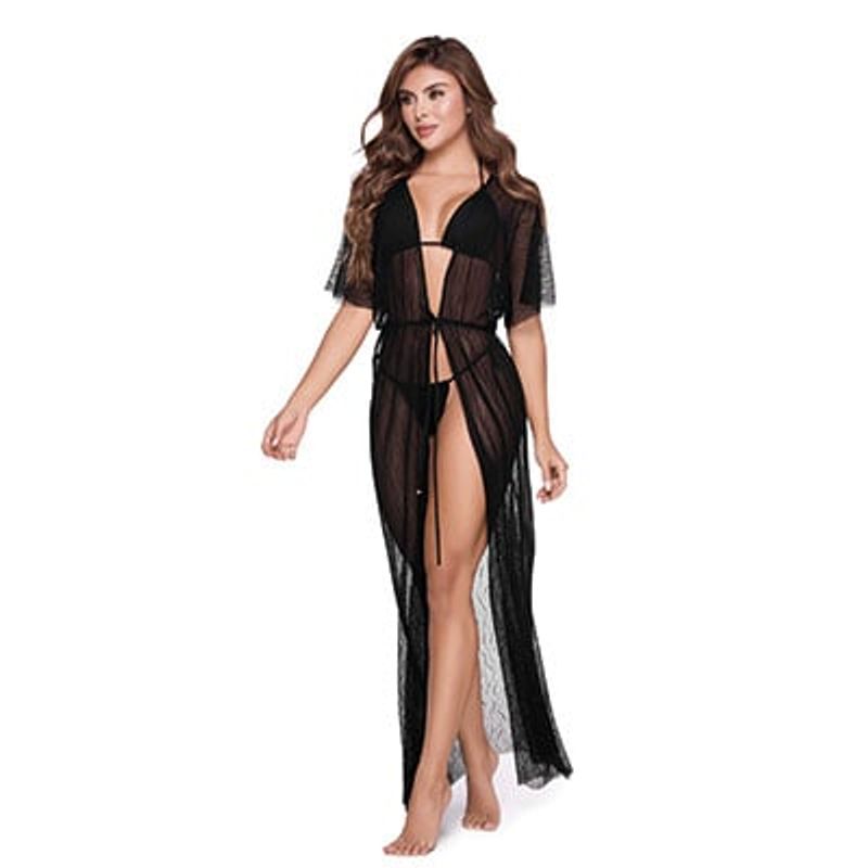 CHAMELA - Salida  De Baño -Kimono En  Malla Negro  44
