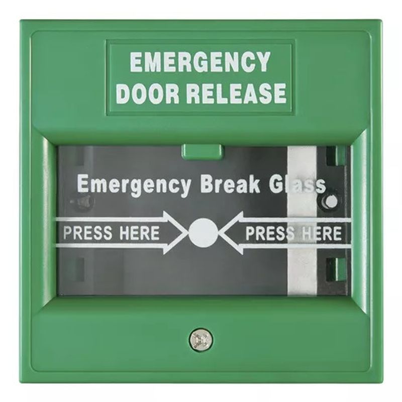 HIKVISION - DS-K7PEBG - Botón Pulsador De Emergencia De Rotura De Cristal Verde Hik