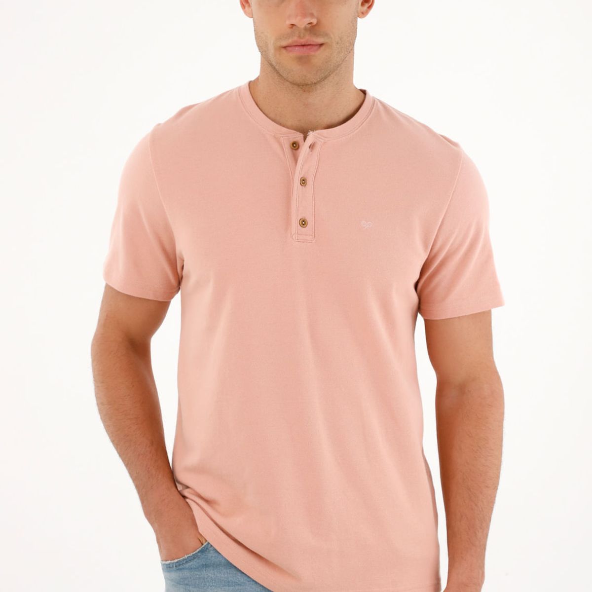 TENNIS - Camiseta rosada manga corta para hombre