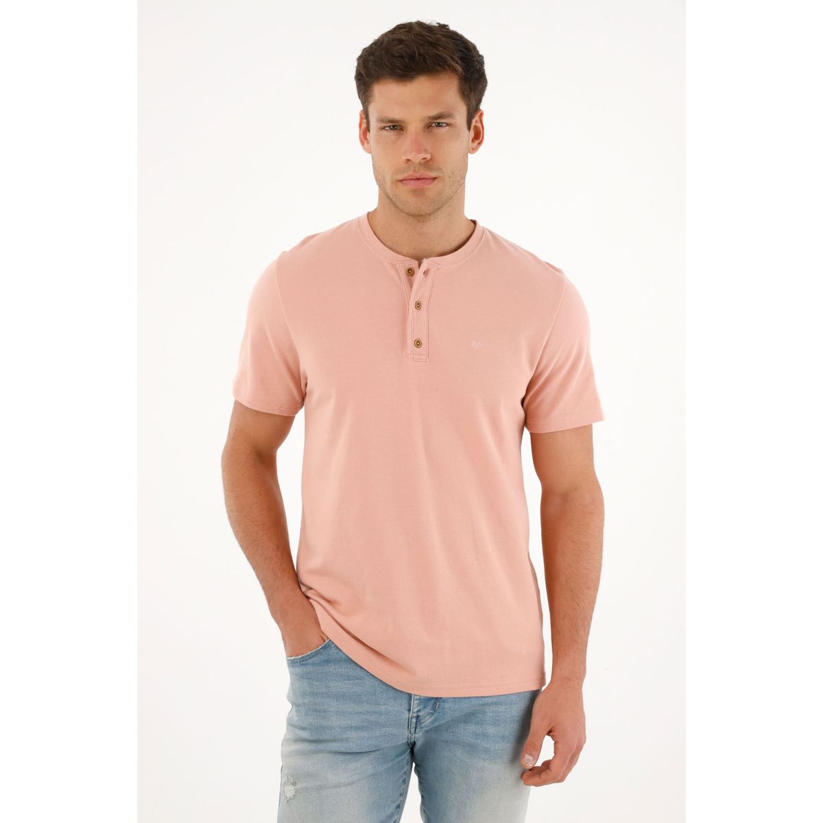 TENNIS - Camiseta rosada manga corta para hombre