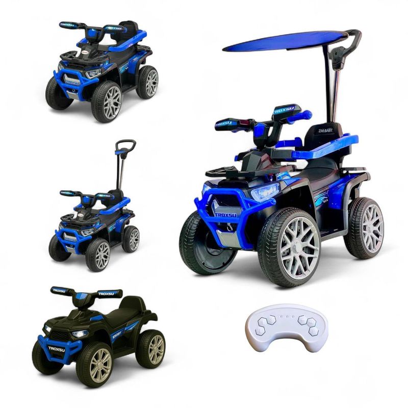 BRITOCHET - Carro Paseador Eléctrico Niños C/Remoto Giratorio 1 a 4 Años REF CUA221 AZUL