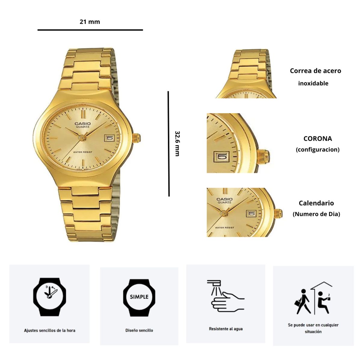 CASIO - Reloj Casio LTP-1170N-9A Diseño Casual