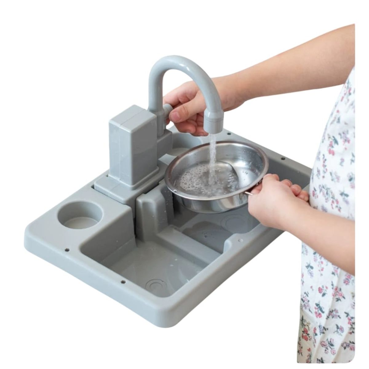 GENERICO - Cocina Infantil Madera Con Luz Sonidos Agua + Set de Loza