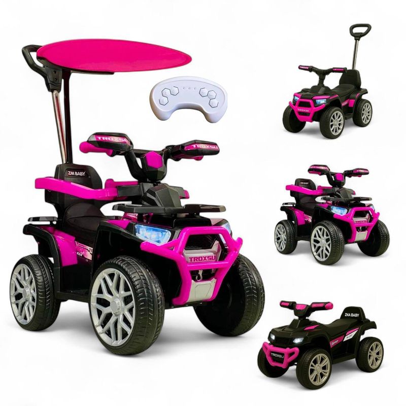 BRITOCHET - Carro Paseador Eléctrico Niños C/Remoto Giratorio 1 a 4 Años REF CUA221 FUSCIA