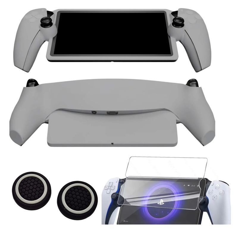 GENERICO - funda de silicona con vidrio y grips compatible con ps5 portal.