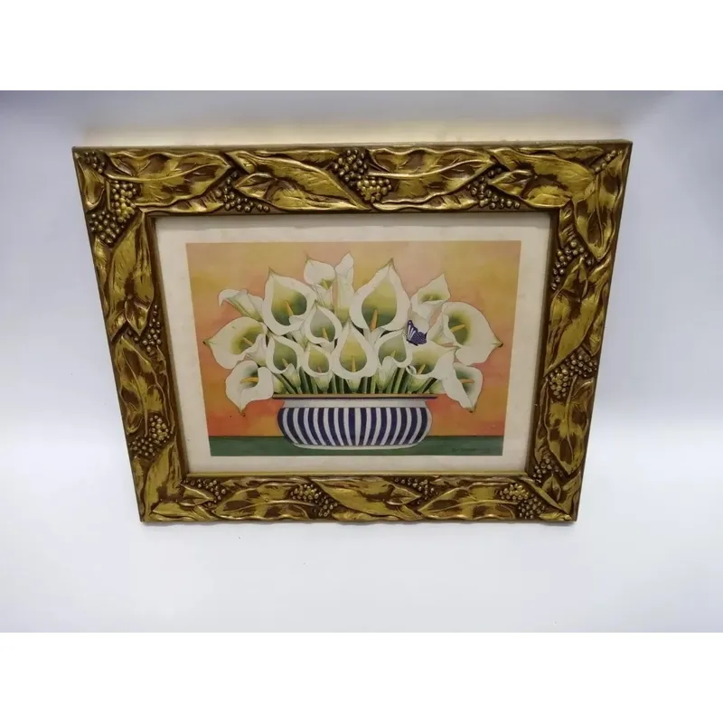GENERICO - Cuadro Antiguo Serigrafia Tulipanes Cristina Posada 1996