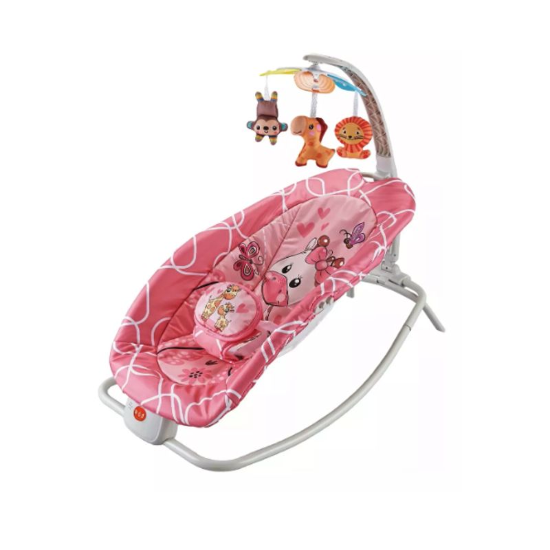 GENERICO - Cuna Bebe Mecedora Plegable Vibradora Con Juguetes - Rosado