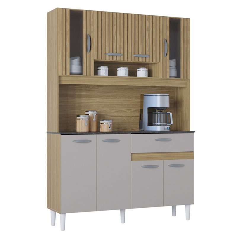 AKIVOY - Alacena Mueble Auxiliar Cocina Coral Acanalada Damasco Blanco 120 cm