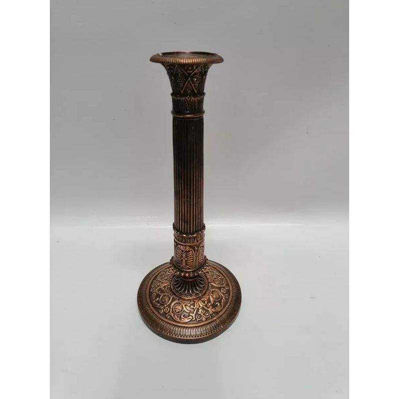 GENERICO - Candelabro Italy Marmolina Cobrizado De Mesa 1 Vela 1950