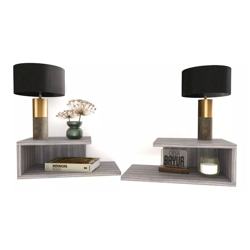 GENERICO - Set 2 Mesa De Noche Flotante, Decoración, Minimalista, Color Humo