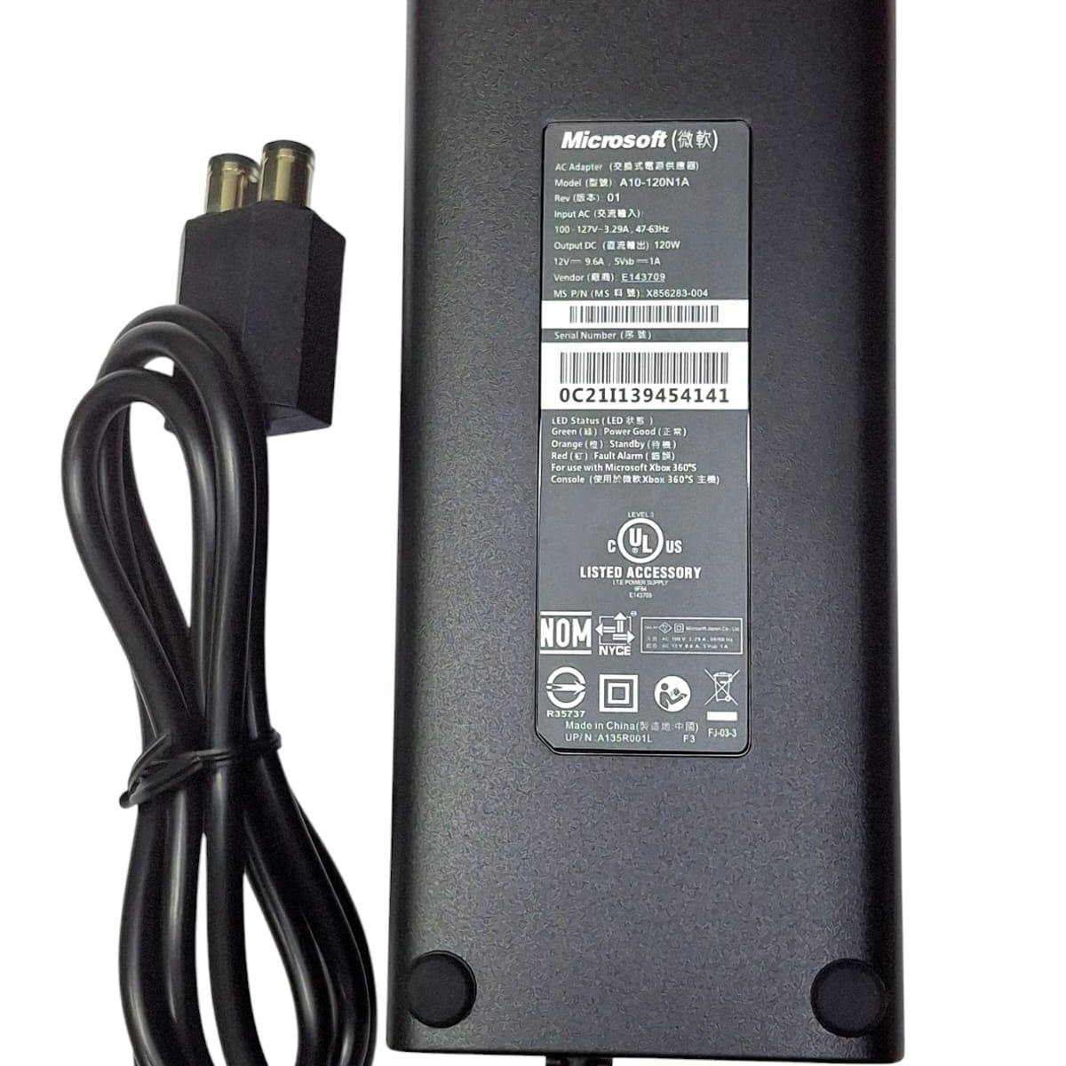 MICROSOFT - fuente de poder adaptador para xbox 360 slim (2 puntas)