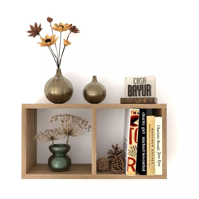 GENERICO - Repisa Cubo Estantería Biblioteca, 2 Módulos, Decorativa, Amaretto