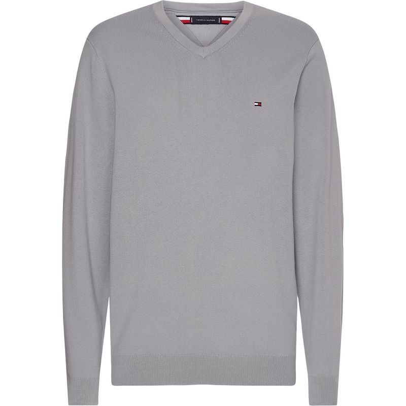 TOMMY HILFIGER - Saco Gris Tejido Essential De Cuello V