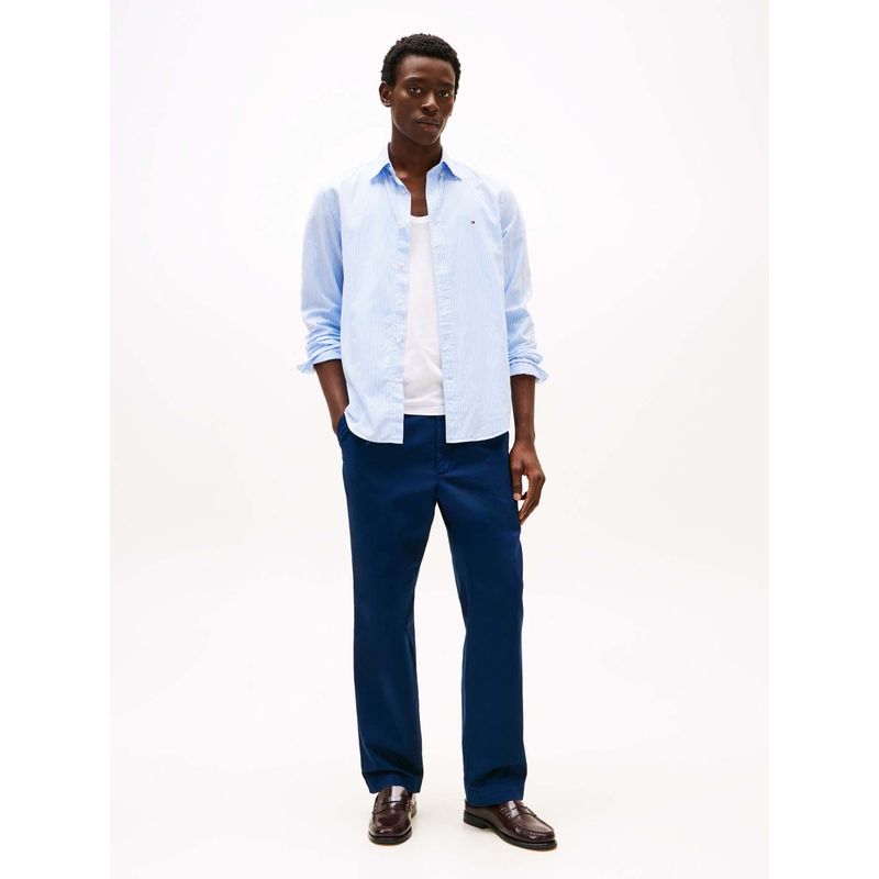 TOMMY HILFIGER - Camisa azul TH Flex regular de rayas Tommy Hilfiger