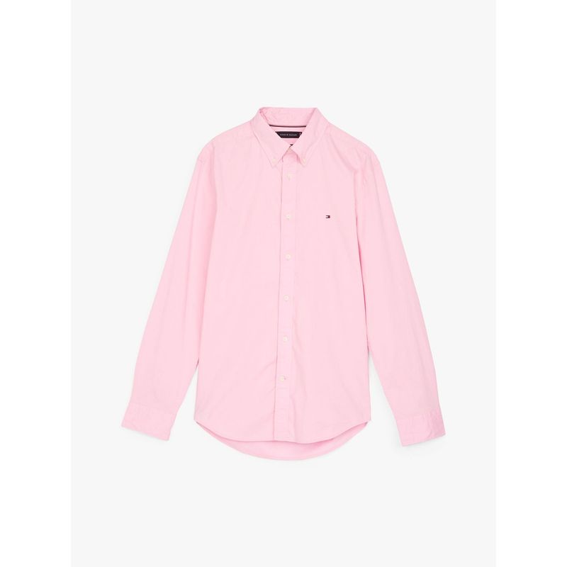 TOMMY HILFIGER - Camisa rosa TH Flex regular de popelín Tommy Hilfiger