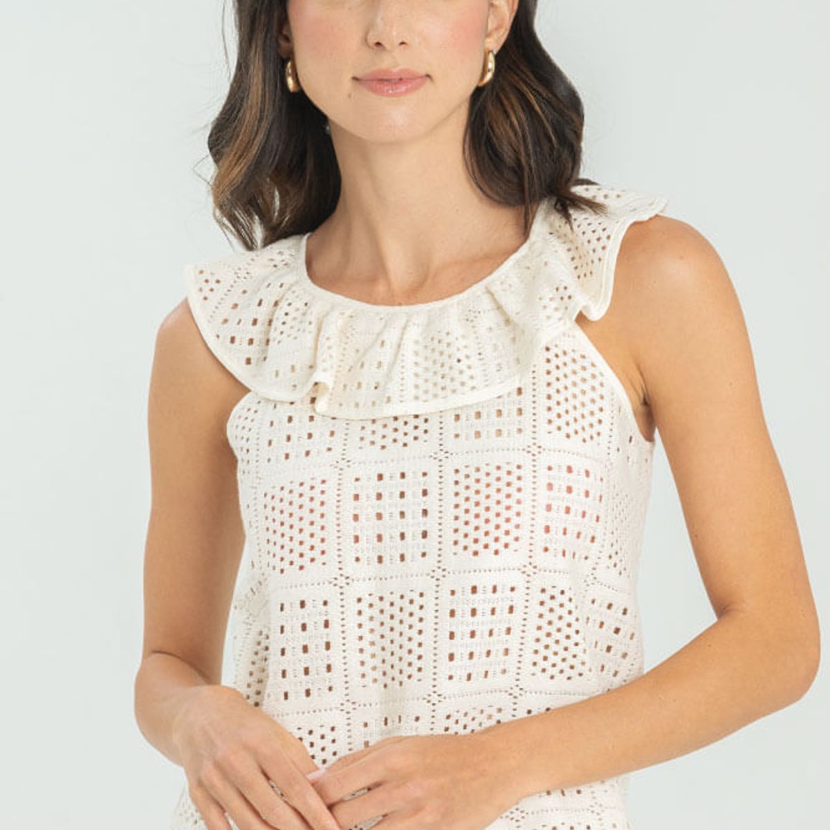 RAGGED - Blusa tejida kretha Marfil Ragged.