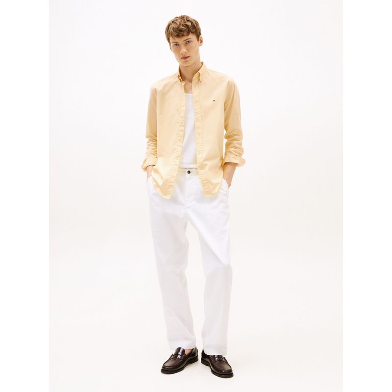 TOMMY HILFIGER - Camisa amarilla TH Flex regular de popelín Tommy Hilfiger