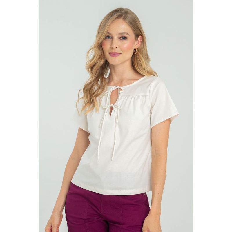 RAGGED - Blusa popelina Marfil Ragged
