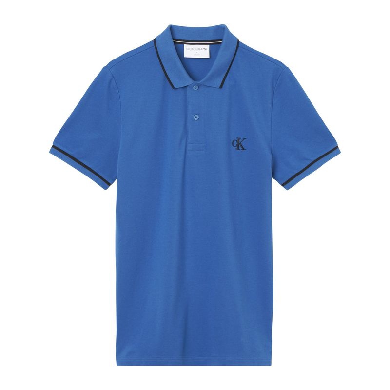 CALVIN KLEIN - Polo azul slim con ribete en contraste Calvin Klein